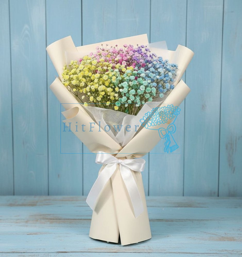 Букет цветов Радужные гипсофилы Букет цветов из: Гипсофила